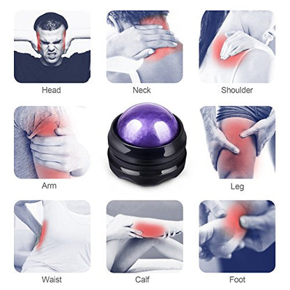 Solacium Manual Massage Roller Ball - Massager and Therapy Tool for Sore Muscles, Shoulders, Arms, Neck, Back, Feet, Body, Deep Tissue, Stiffness, Joint Pain, Stress Relief