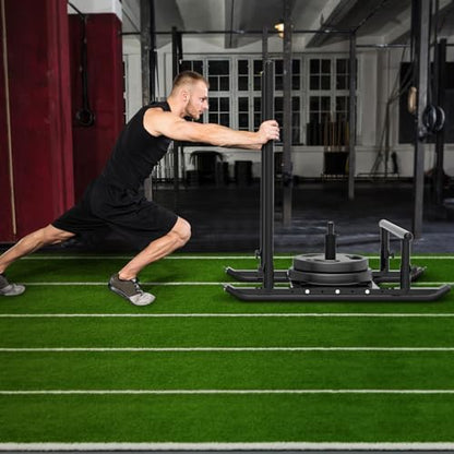 Dolibest Weight Sled, Fitness Sled, Workout Sled for Fitness Strength Training and Speed Improvement, Push-Pull Prowler Training, Suitable for 1-2" Weight Plates, Black - color: Black Push-Pull Sled