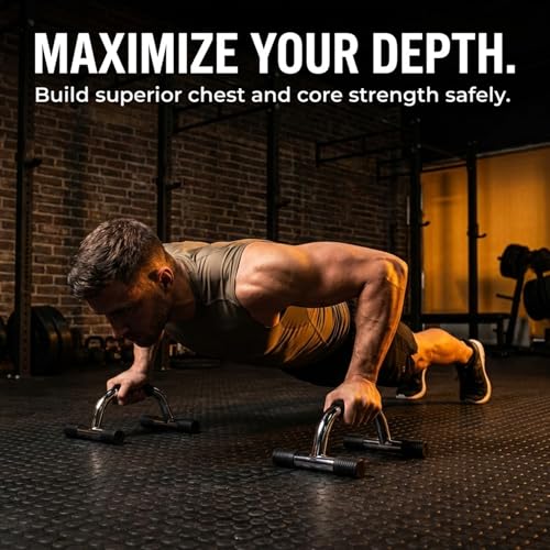 Enhance Upper Body Strength: Training Push Up Bars for Shoulders, Chest & Core - Non-Skid Feet, Compact & Portable