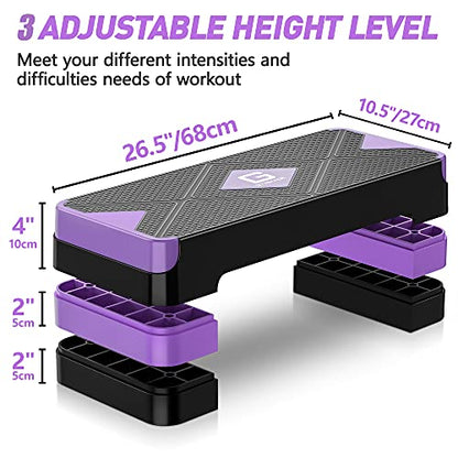 GYMMAGE Aerobic Exercise Step, Adjustable Height, - color: Purple