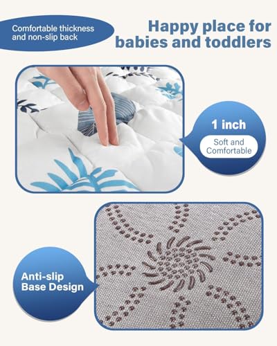 Baby Play Mat, 50x50 Thickened Playpen Mat, Non-Slip Baby Mat for Floor, Foldable Portable Playmat Suitable for babies learning to crawl and for travel