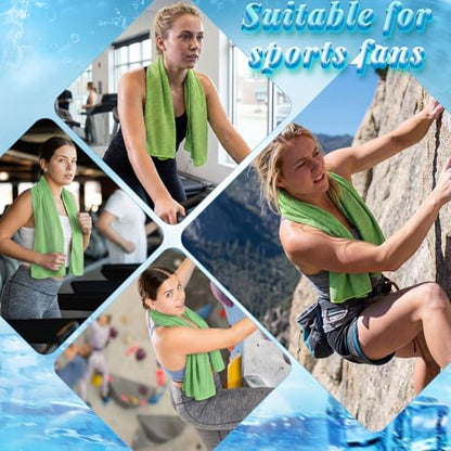 Honoson 10 Pcs Cooling Towels with Bottle, 47 x 12 in, Green - color: Green