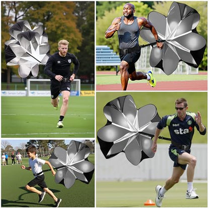 Running Parachute for Speed Training, 56 inch Resistance Parachute for Athletes, Sprinting & Football Training Equipment with Adjustable Waist Belt, Drag Chute to Improve Velocity & Explosive Power