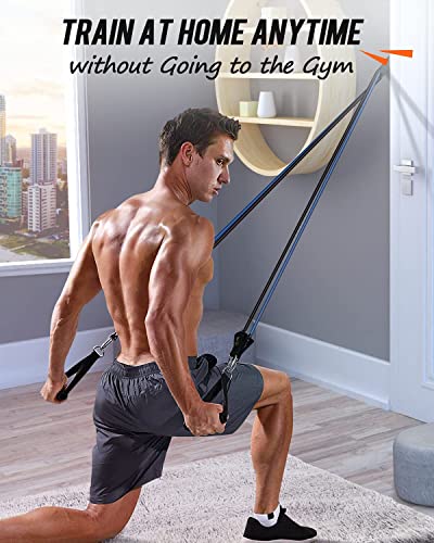 Resistance Exercise Bands with Door Anchor, Handles, Waterproof Carry Bag, Legs Ankle Straps for Resistance Training, Physical Therapy, Home Workouts, Resistance Band.
