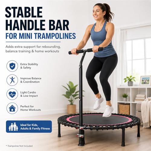 Trampoline Handle Bar Rebounder Handle Bar for Most Brands Mini Fitness Trampolines Fits Foot Tubes up to 0.98IN~1.26IN Diameter (Trampoline not Included) Non-Slip Comfortable Handles