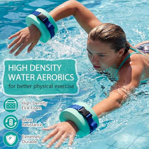 Water Aerobics Set Aquatic Exercise Set Include Water Foam Dumbbell Swim Aquatic Cuffs Ankle Arm Swimming Glove Pool Resistance Weights Pool Fitness Equipment for Training - color: Mint Green