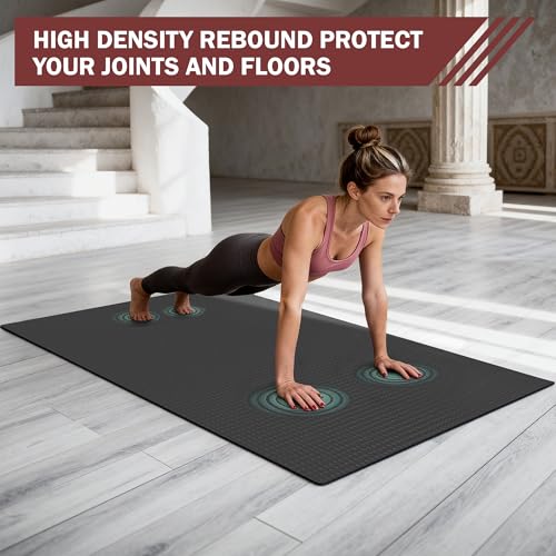 Stepwaver Extra Large Exercise Mat, 6'x4'/ 7'x5'/ 8'x5'/ 9'x5'/10'x5' (6mm) - size: 6'×4'×0.25"