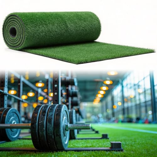 BreezeHug 65' x 3.3' (215 Sq.Ft) Gym Flooring Roll Turf Sports Sled Strips Turf Artificial Fake Grass with Non Slip Backing for Weight Sled Push Gym Equipment Training Indoor Outdoor, Green, 0.4" H