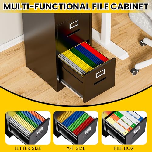 Metal File Cabinet with Drawer Heavy Duty Locking File Cabinets - color: Black, size: 66.5"H-4 drawers & 1 doors