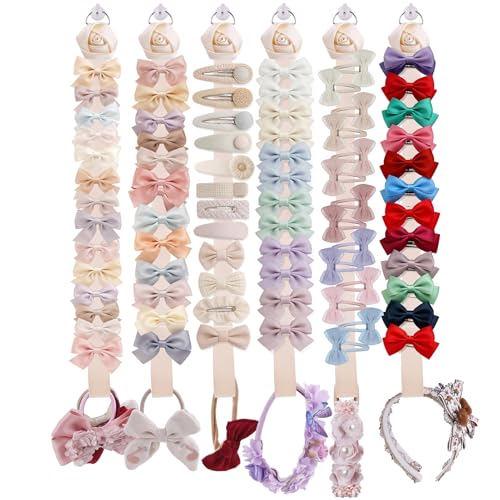 6PCS Bow Holder Hair Bow Organizer,Baby Decorative Hair Accessories Organizer,Hair Clips Storage Bow Holder for Girls Hair Bows,Room Nursery Wall Hanging Decors (mgh-6pcs-mi) - color: mgh-6pcs-mi