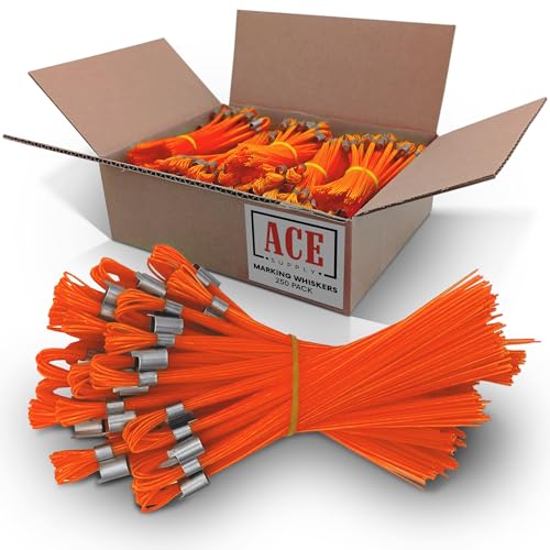 ACE Supply Orange Marking Whiskers - 250 Pack - Durable Marking Whisker Set - Use Survey Whiskers As Survey Stakes, Construction Markers, Or Trail Markers - color: Orange, size: 250 Pack