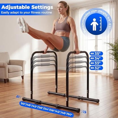 Goplus Adjustable Dip Bar, Heavy Duty Parallette Push Up Stand with 660 LBS Capacity, Anti-Slip Foam Grips, Portable Fitness Workout Dip Station for Home Gym, Calisthenics - size: 2 Side Locked