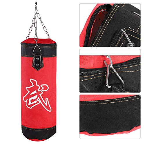 Bnineteenteam Heavy Punching Bag,Training Boxing Bag with Chain for Adults Men Women(Empty) - color: Red, size: 60 cm