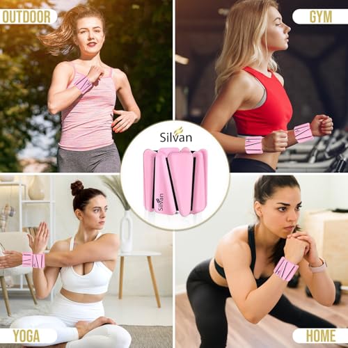 Adjustable Wrist & Ankle Weights for Women & Men, 2 Pieces, 1 lb Each (2 lbs Total), Weighted Bangles for Walking, Running, Yoga, Pilates, Barre, Cardio & Home Workouts