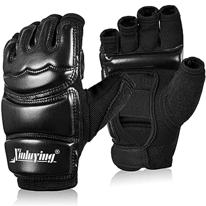 Punch Bag Taekwondo Karate Gloves for Sparring Martial Arts Boxing Training Fingerless Women Kids - color: Black, size: X-Small