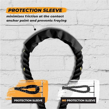 Yes4All 1.5/2 Inch Battle Ropes with Extra Protective Sleeve, Workout Ropes for Cross-Training Home Gym & Fitness Exercises, Strength Training - 30,40,50 Feet Lengths Available - color: B. 2 inch - 40 feet