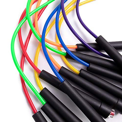 8 ft. Speed Jump Ropes, Six Pack - Boxing, MMA, Cardio, Fitness Practice - Agility and Dexterity Training - Tone Muscle and Burn Fat - Comes in Assorted Colors
