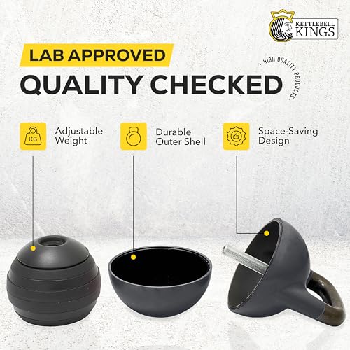 Kettlebell Kings Adjustable Kettlebell Set, 26-70 lb - Strength Training Kettlebells with 7 Plates - Secure Lock System and Durable Steel Kettle Bell for Swings, Squats, Presses and Full-Body Training