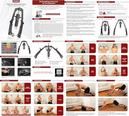 Twister Arm Trainer, 3 in 1 Hydraulic Power Chest Workout Equipment with Ab Roller Wheels and Hooks, Adjustable 22-440lbs Arm Trainer for Men Women, Home Gym Equipment for Full Body Strength Training - color: red