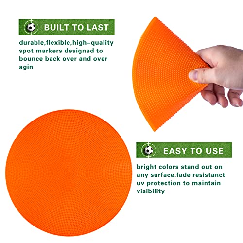 Poly Spot Markers 4inch/9 inch Non-Slip Rubber Agility Markers Flat Field Cones Floor Dots for Football, Soccer, Basketball Training Markers, School Activities, Exercise Drills, Social Distancing - style: 9inch 12Pcs(Red-orange)