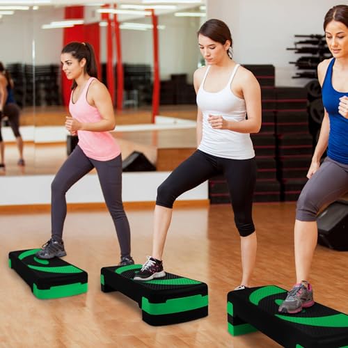 BalanceFrom 31-inch Aerobic Step Platform Trainer with 3 Adjustable Risers - color: Green