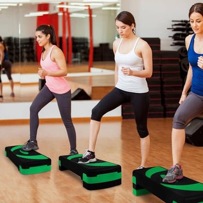 BalanceFrom 31-inch Aerobic Step Platform Trainer with 3 Adjustable Risers - color: Green