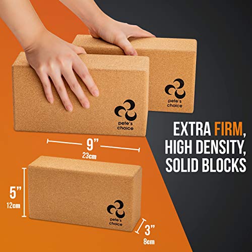 Deluxe Cork Yoga Wheel Set - Back Roller, 2 Cork Blocks & Strap