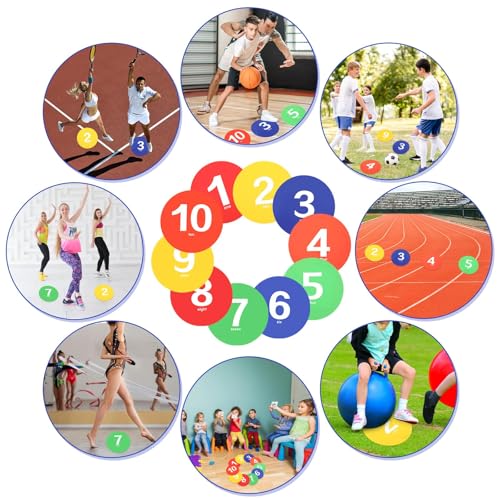 9 Inch Poly Spots, 10PCS Anti-Slip Spot Markers Floor Spots, Waterproof Flat Filed Cones Poly Dots for Agility Drills, Basketball, Football Training, Sport Activities and Exercise