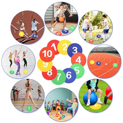 9 Inch Poly Spots, 10PCS Anti-Slip Spot Markers Floor Spots, Waterproof Flat Filed Cones Poly Dots for Agility Drills, Basketball, Football Training, Sport Activities and Exercise