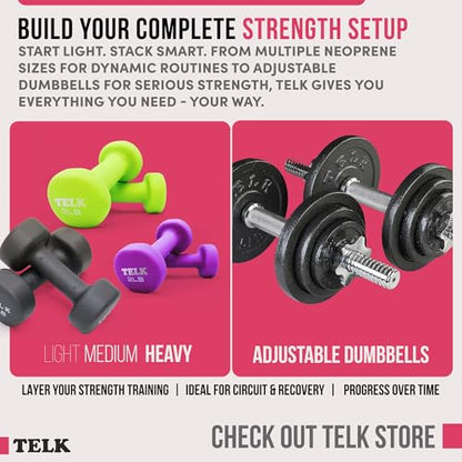 TELK Fitness Neoprene Dumbbells Set of 2 – Non-Slip Hand Weights for Home Workouts, Strength Training & Toning – Compact, Comfortable Grip for Women & Men