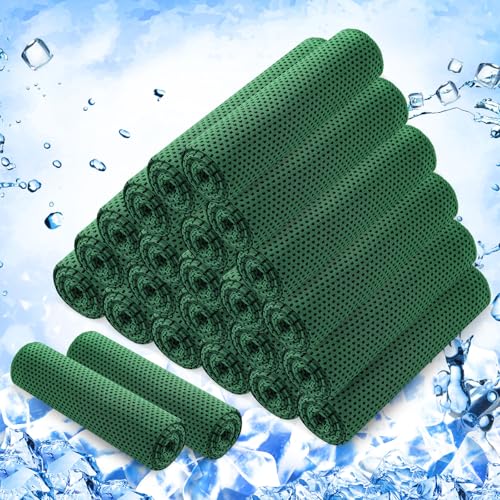 24 Pack Cooling Towels 40"x12" Ice Breathable Soft Chilly Sweat Rag Microfiber Workout Rags for Gym Cooling Towels for Neck and Face for Yoga Golf Sport Running(Green)