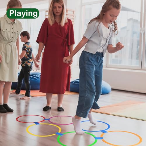 Mototo 24/30/48/96 Pack Agility Rings 15 Inch Speed Training Hopscotch Rings Plastic Circle Jumping Hoops Agility Hurdles for Athlete Exercise Soccer Football Gymnastics Games Practice Footwork - style: 24 Pack