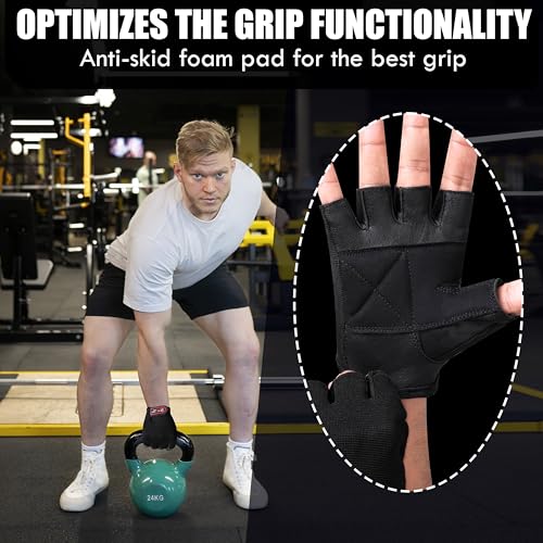 Weight Lifting Gloves with Wrist Wrap Support for Men & Women, Workout Gloves for Gym Training, Full Palm Protection, Anti-Slip Grip & Fitness Support