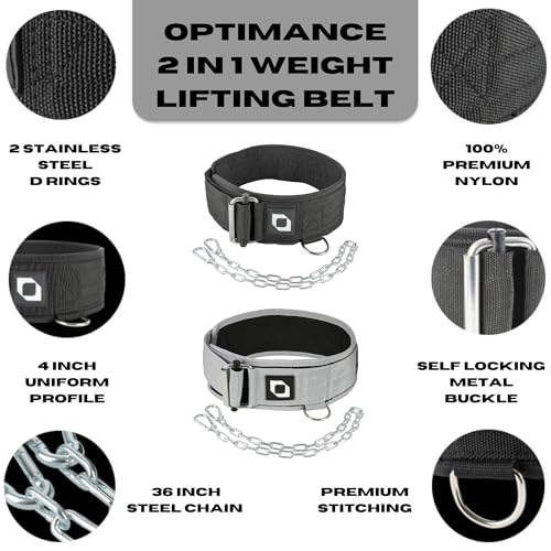 2-in-1 Multi Purpose Weight Lifting Belt & Weighted Dip Belt - Functional Exercise, Strength Training, Powerlifting, Deadlift, Squat, Olympic Lifts - Weighted Dips, Chin-ups, Pull-ups 100% Nylon - color: Black, size: Small