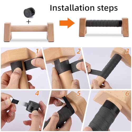 Push Up Stands, Handstand Parallettes Bars, Solid Wood Push Up Bars with Non-Slip Mat Push up Handles for Floor Exercise Home Workout Equipment for Men & Women Strength Training
