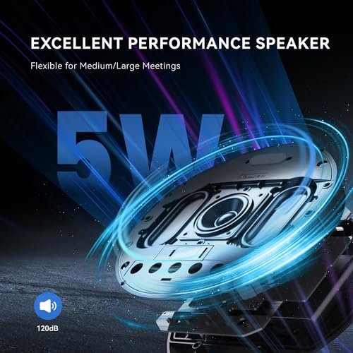 Tenveo MagiCall-EX Bluetooth Conference Speakerphone, Daisy Chain Expandable for up to 30 Attendees, 360° Voice Pickup, AI Noise Cancelling, USB/Bluetooth Wireless Speaker for Meetings & Large Rooms - color: Cosmic Black