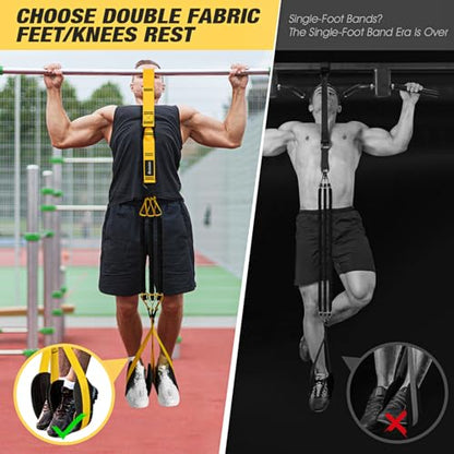Pull Up Assistance Bands, Resistance Bands for Pull Up Bar Workout, Adjustable Heavy Duty Pull Up Assist Equipment with 4 Assistance Bands, Home Gym Fitness Exercise Strength Training - color: Yellow