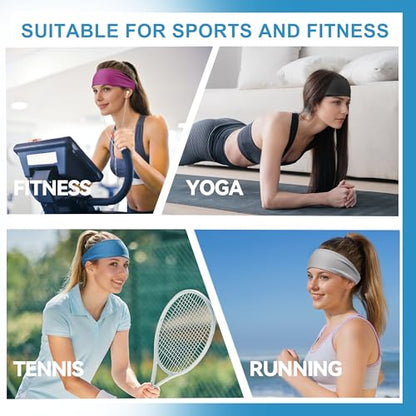 Sukeen Cooling Headbands for Women, Instant Cooling Moisture Wicking Non-Slip Sweatbands for Women Running Fitness Yoga - color: Black/Dark Gray/Gray/Rose Red/Blue