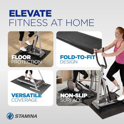 Stamina Fold-to-Fit Folding Equipment Mat (84-Inch by 36-Inch), Black | Fold-to-fit equipment mat helps protect floors during workouts