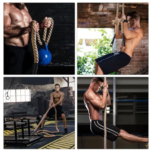 Gym Climbing Rope for Strength Training & Fitness Workout - 10ft Exercise Rope for Climbing Training Home Gym