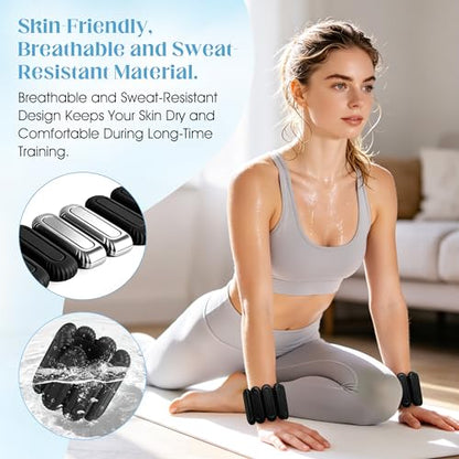 Wrist Weights for Women & Men, 2lb Silicone Wrist Ankle Weights - color: Black