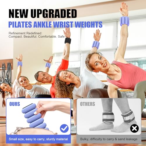 Wrist & Ankle Weights for Women, Wearable Strong Arm & Leg Weights Set of 2(1Lbs Each), Adjustable Ankle Weights for Walking, Yoga, Dance, Barre,Gym,Exercise,Pilates,Walking Running - color: blue