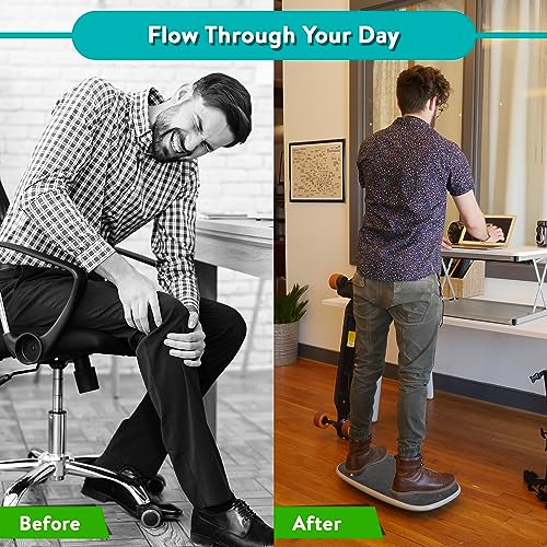 Base Standing Desk Balance Board, Office Wobble Board with Anti-Fatigue Mat, Gentle Rocker for Posture & Focus, Standing Desk Accessory and Exercise Equipment