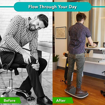 Base Standing Desk Balance Board, Office Wobble Board with Anti-Fatigue Mat, Gentle Rocker for Posture & Focus, Standing Desk Accessory and Exercise Equipment