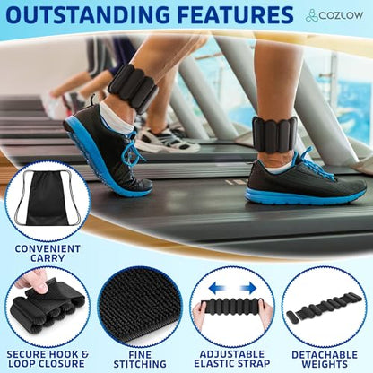 Ankle & Wrist Weights - for Men & Women - 1 Pair - Adjustable Silicone Workout Bands for Fitness & Strength Training - Wearable Leg & Cuff Weight Straps for Yoga & Dance