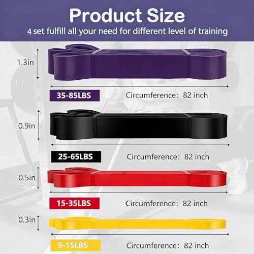 Pull Up Bands, Resistance Bands, Exercise Bands for Full-Body Training, Pull Up Assistance Bands Set for Men & Women, Fitness, Physical Therapy, Stretch Workout Bands at Home, Gym