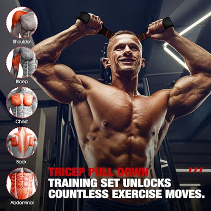 Resistance Bands with Handles, Exercise Bands with Door Anchor for Working Out, Home Gym Workout Equipment for Push Downs, Tricep, Biceps, Arms, Back, Chest, Abs, Shoulder Training