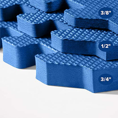 We Sell Mats 1/2 Inch Thickness Multipurpose EVA Foam Floor Tiles, Interlocking Floor Mat for Indoor Gym and Home Use, 24 in x 24 in, Blue