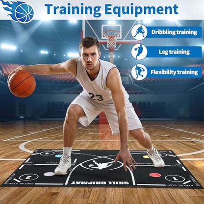 Silipull 15 Pcs Portable Basketball Training Equipment Footwork Training Mat Agility Drill Mat Non-slip Basketball Practice Aids for All Levels to Improve Speed, Strength Coordination - size: 41 x 27 inches