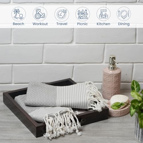 TFLC Turkish Cotton Kitchen & Bath Towels, Set of 2, 40x18”, Gray - color: Gray, size: 40x18" - Set of 2